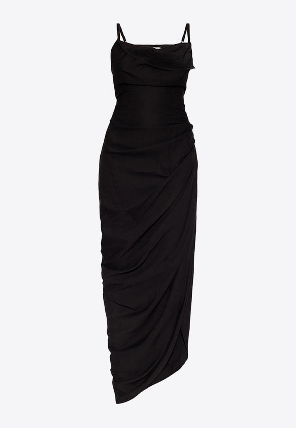 Jacquemus Saudade Maxi Draped Dress 211DR001 1020-990 Black