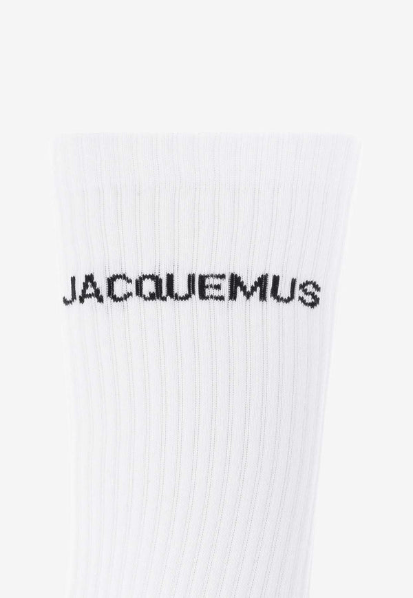 Jacquemus Logo Crew Socks 213AC003 5000-100 White