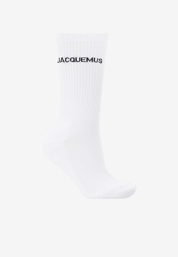 Jacquemus Logo Crew Socks 213AC003 5000-100 White