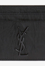 Saint Laurent Cassandre Logo Cardholder in Croc-Embossed Leather 485631 C9H0U-1000 Black