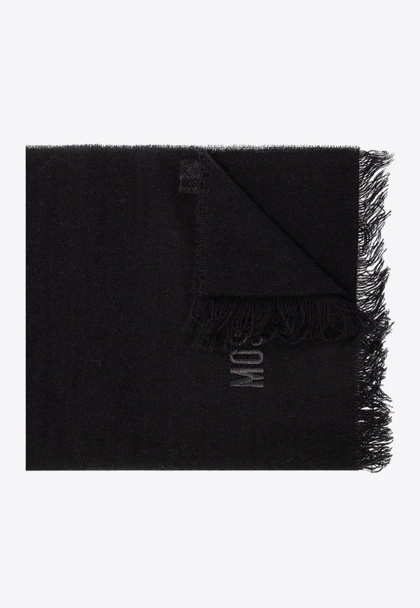 Moschino Logo-Embroidered Cashmere Scarf Black 50149 M5436-016