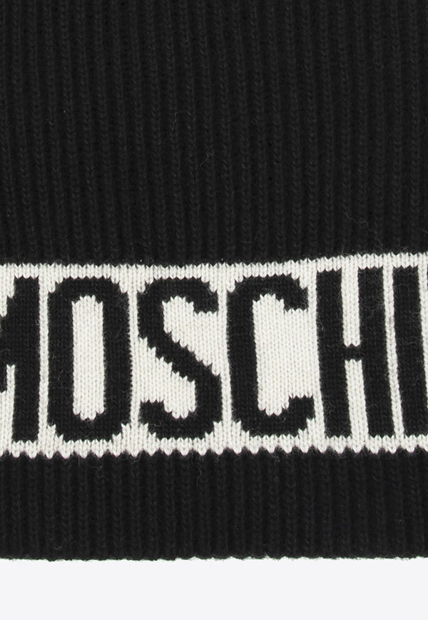 Moschino Logo Intarsia Rib Knit Scarf  Black 50184 M5541-016