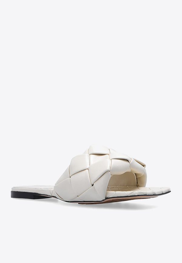 Bottega Veneta Lido Flat Sandals in Intrecciato Leather 608853 VBSS0-9031 Sea Salt