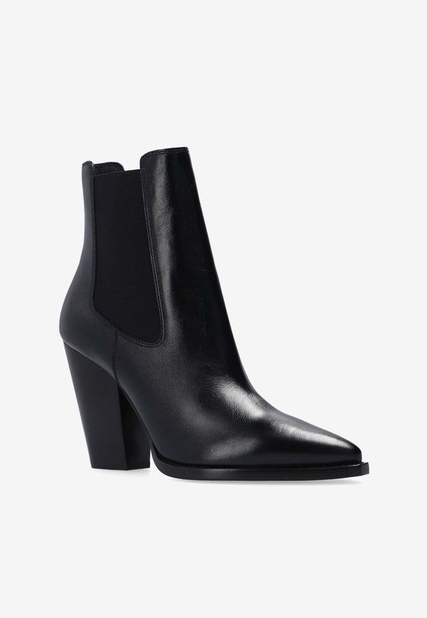 Saint Laurent Theo 95 Leather Ankle Boots 636146 0RT00-1000 Black