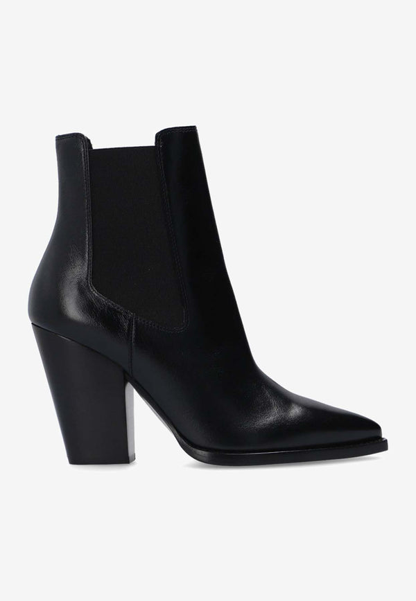 Saint Laurent Theo 95 Leather Ankle Boots 636146 0RT00-1000 Black