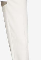 Stella McCartney Straight-Leg Pants with Satin Belt Cream 640024 3AU701-9200