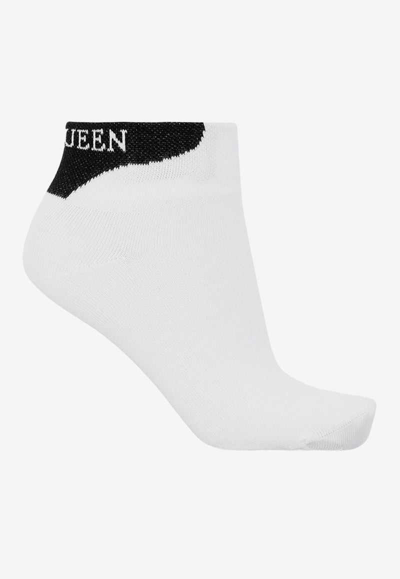 Alexander McQueen Logo Embroidered Socks White 645377 3D15Q-9060