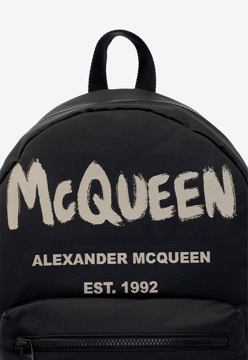 Alexander McQueen Graffiti Logo Metropolitan Backpack Black 646457 1AABW-1073