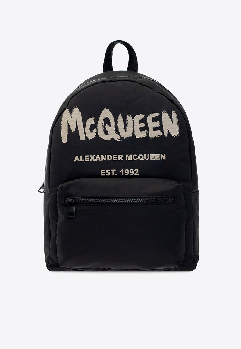 Alexander McQueen Graffiti Logo Metropolitan Backpack Black 646457 1AABW-1073