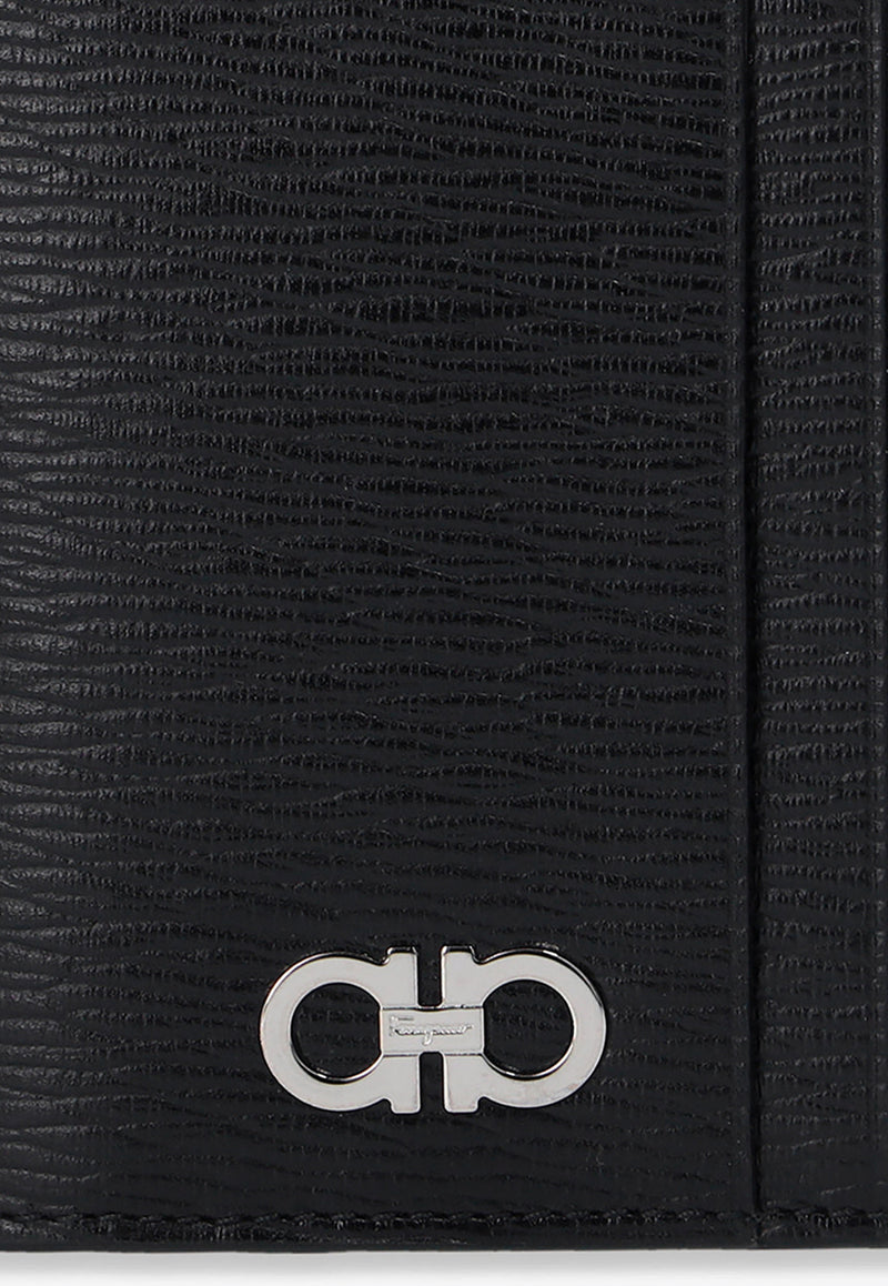 Salvatore Ferragamo Logo Plaque Leather Wallet 660371 REVIVAL GANC 740946-NERO