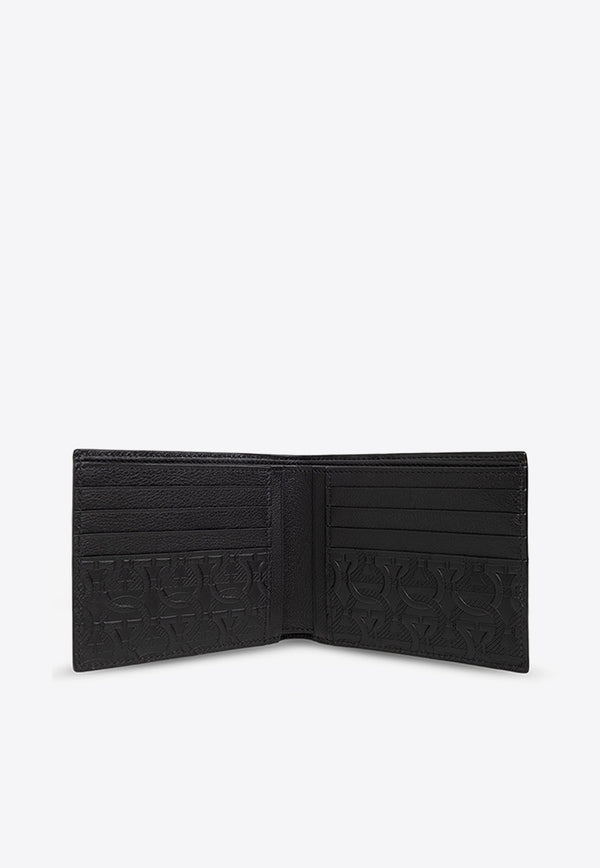Salvatore Ferragamo Bi-Fold Leather Wallet 660997 TRAV EMB 2 0 753600-NERO 9000
