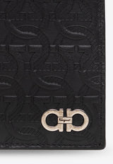 Salvatore Ferragamo Bi-Fold Leather Wallet 660997 TRAV EMB 2 0 753600-NERO 9000