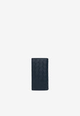 Bottega VenetaBi-Fold Slim Intrecciato Leather Long Wallet676592 VCPQ4-3121Deep Blue