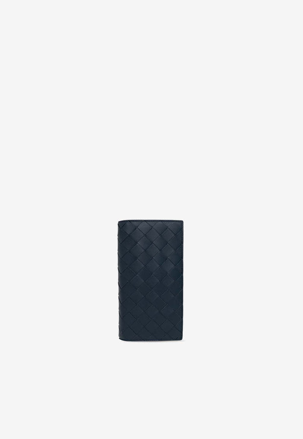 Bottega VenetaBi-Fold Slim Intrecciato Leather Long Wallet676592 VCPQ4-3121Deep Blue
