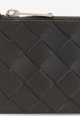 Bottega Veneta Intrecciato Calf Leather Zip Cardholder Dark Green 679802 VCPQ3-3009