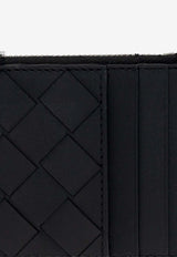 Bottega Veneta Intrecciato Calf Leather Zip Cardholder Black 679802 VCPQ3-8803