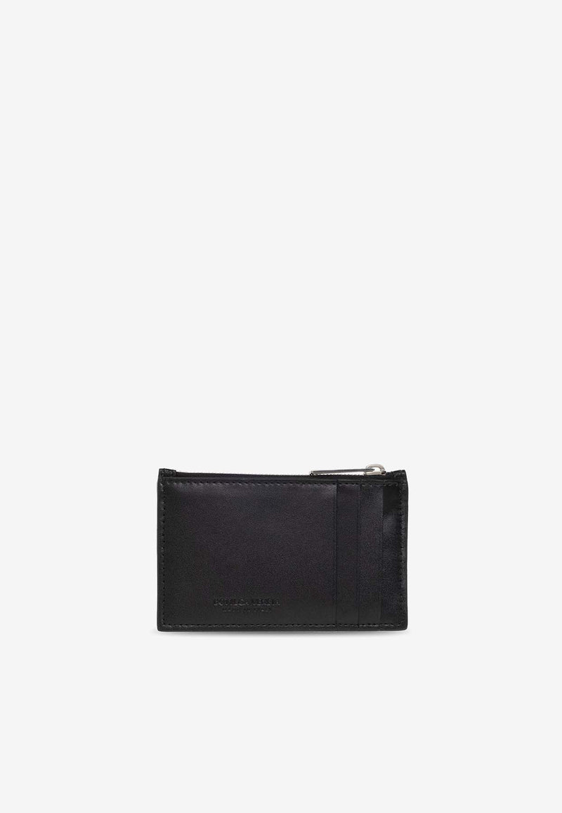 Bottega Veneta Intrecciato Calf Leather Zip Cardholder Black 679843 VBWD3-8803