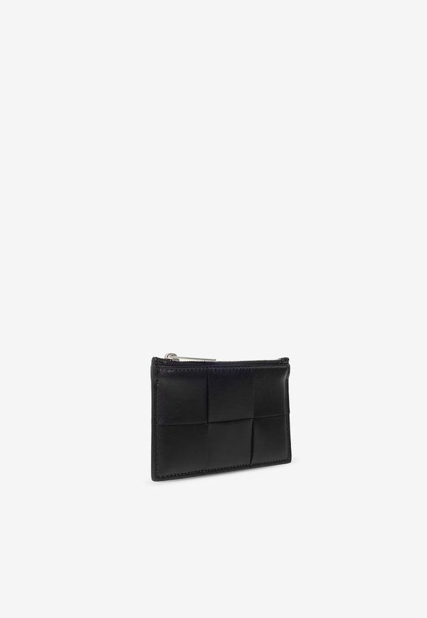 Bottega Veneta Intrecciato Calf Leather Zip Cardholder Black 679843 VBWD3-8803