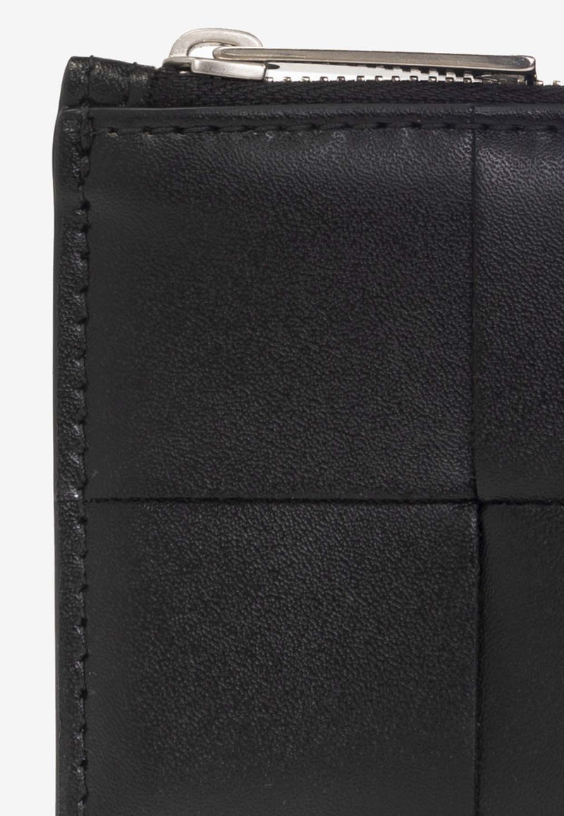 Bottega Veneta Intrecciato Calf Leather Zip Cardholder Black 679843 VBWD3-8803