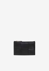 Bottega Veneta Intrecciato Calf Leather Zip Cardholder Black 679843 VBWD3-8803