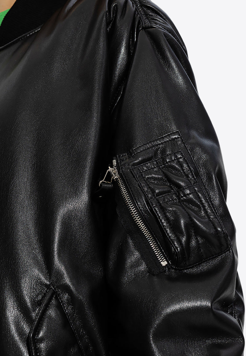 Stella McCartney Zip-up Leather Bomber Jacket Black 680047 3AU952-1000
