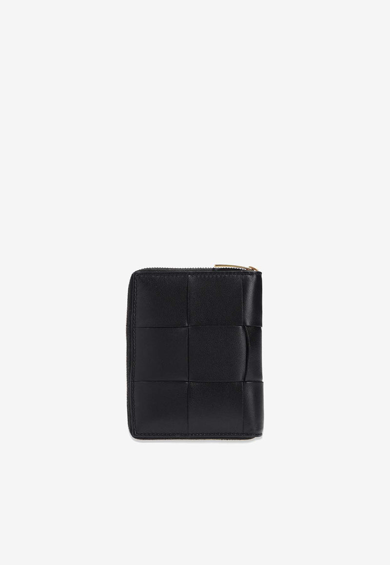 Bottega Veneta Zip Wallet in Intrecciato Leather Black 681191 VCQC1-8425