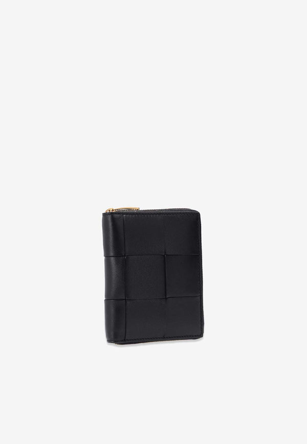 Bottega Veneta Zip Wallet in Intrecciato Leather Black 681191 VCQC1-8425
