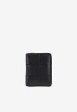 Bottega Veneta Zip Wallet in Intrecciato Leather Black 681191 VCQC1-8425