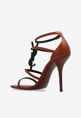 Saint Laurent Cassandra 100 Strappy Sandals in Calf Leather Brown 689442 AAAM4-7660