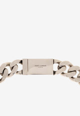 Saint Laurent Logo Curb Chain-Link Necklace Silver 691326 Y1500-8142
