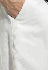 Emporio Armani Pleated Ribbed Corduroy Pants White 6L1P6H 1NS6Z-0103