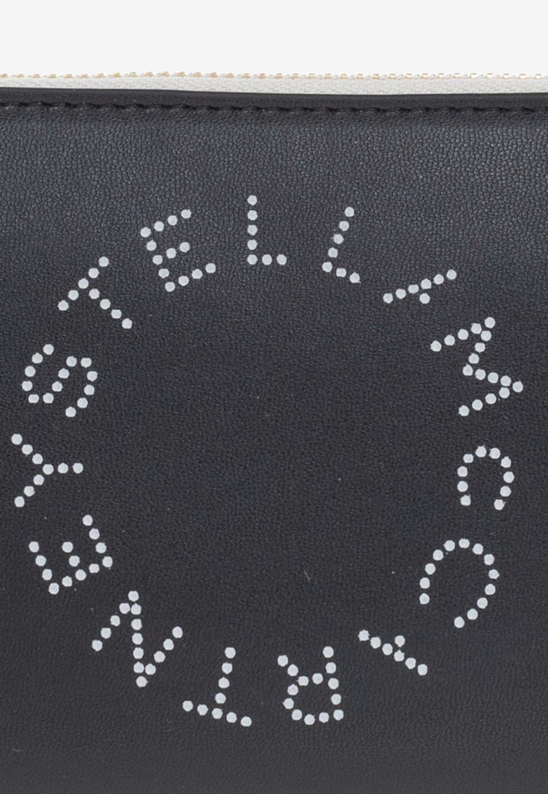 Stella McCartney Perforated Logo Continental Zip Wallet Black 700251 W8856-1000