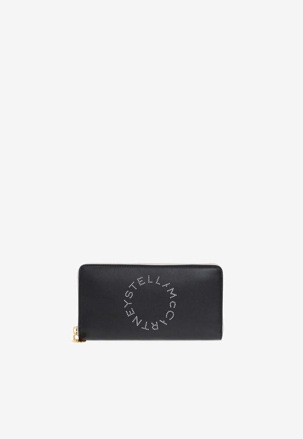 Stella McCartney Perforated Logo Continental Zip Wallet Black 700251 W8856-1000
