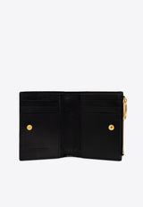 Bottega Veneta Small Bi-Fold Zip Wallet in Intrecciato Leather Black 707601 VCPP3-8425