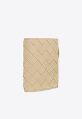 Bottega Veneta Small Bi-Fold Zip Wallet in Intrecciato Leather Porridge 707601 VCPP3-9776
