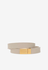 Saint Laurent Opyum Double-Wrap Leather Bracelet Cream 708795 BL40J-9207