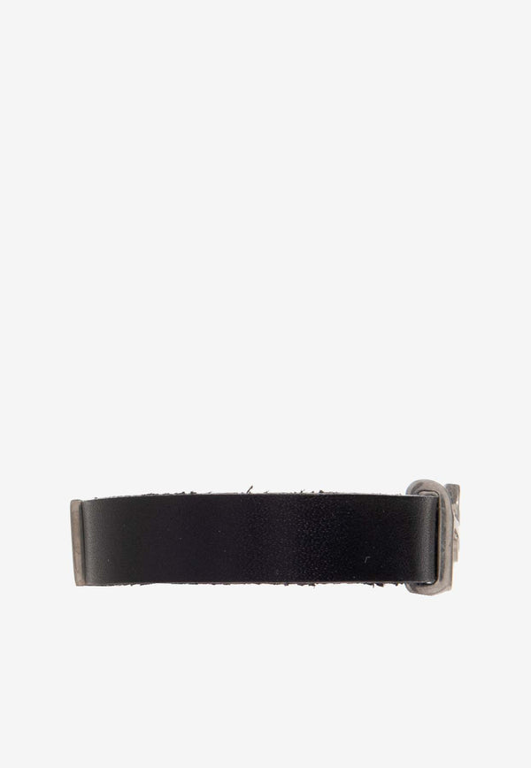 Saint Laurent Opyum Logo Leather Bracelet Black 708815 0IH0E-1000