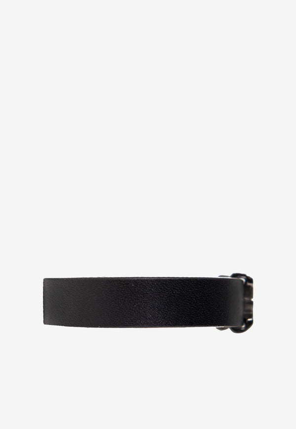 Saint Laurent Opyum Logo Leather Bracelet Black 708815 0IH0R-1000