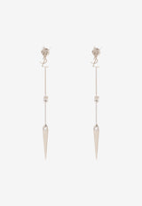 Saint Laurent Opyum Rhinestone Spike Drop Earrings Silver 710726 Y1526-8162