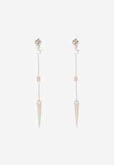 Saint Laurent Opyum Rhinestone Spike Drop Earrings Silver 710726 Y1526-8162