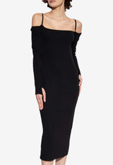 Jacquemus La Robe Sierra Rib-Knit Midi Dress Black 213KN300 2082-990