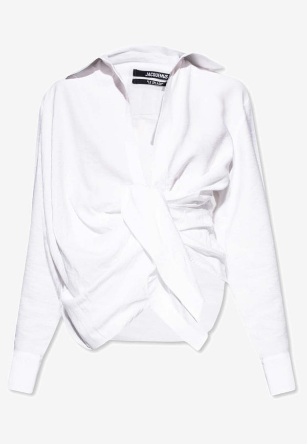 Jacquemus La Chemise Bahia Draped Shirt White 213SH002 1020-100