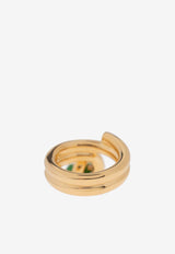 Bottega Veneta Loop Ring in Gold-Plated Silver and Cubic Zirconia Gold 716953 VBOB7-9950