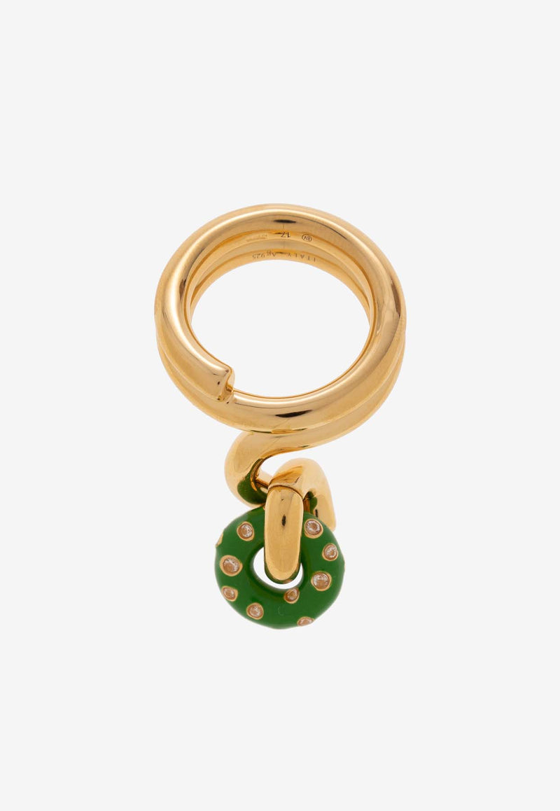 Bottega Veneta Loop Ring in Gold-Plated Silver and Cubic Zirconia Gold 716953 VBOB7-9950