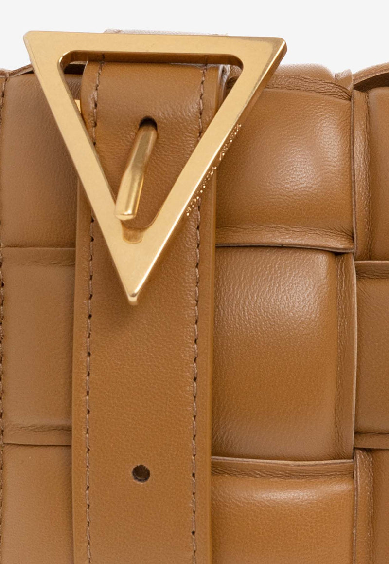 Bottega Veneta Small Padded Cassette Crossbody Bag in Intrecciato Leather Camel 717506 VCQR1-2593