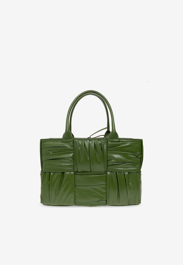 Bottega Veneta Small Arco Tote Bag in Foulard Intrecciato Leather Avocado 729043 V2FY1-3150