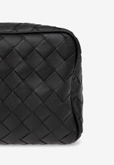 Bottega Veneta Intrecciato Leather Pouch Bag Black 729295 VCPQ1-8803