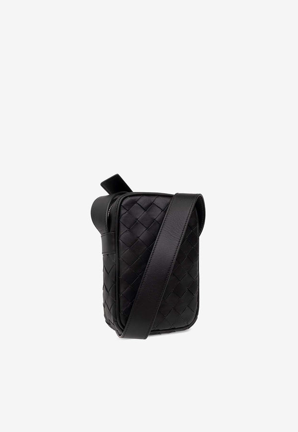 Bottega Veneta Mini Crossbody Bag in Intrecciato Leather Black 729296 VCPQ3-8803