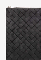 Bottega Veneta Intrecciato Leather Pouch Bag Black 729303 VCPQ3-8803