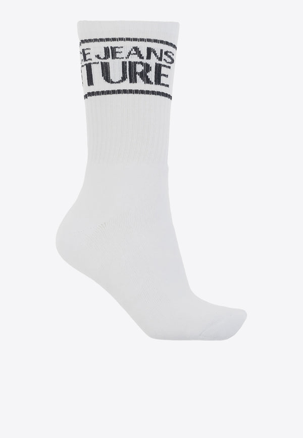 Versace Jeans Logo Intarsia Ankle Socks White 72HA0J04 ZG079-003